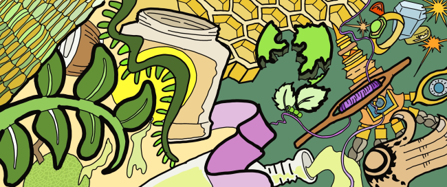 A cartoon of a jar and a pipe Description automatically generated