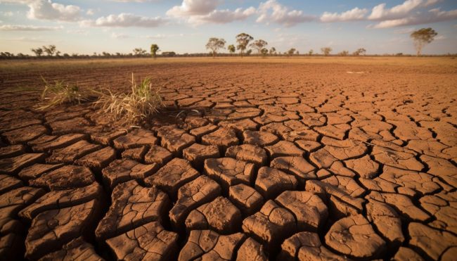 arid-mud-landscape-broken-tree-sunset-season-generated-by-ai